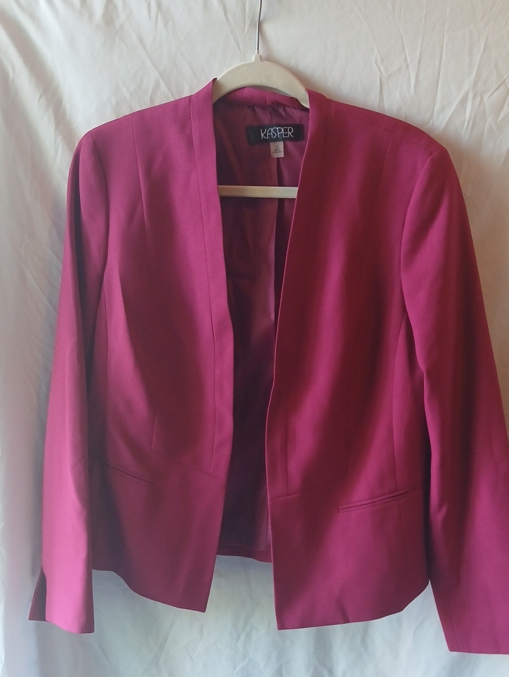 Kasper Women's Magenta Collarless Open-Front Blazer